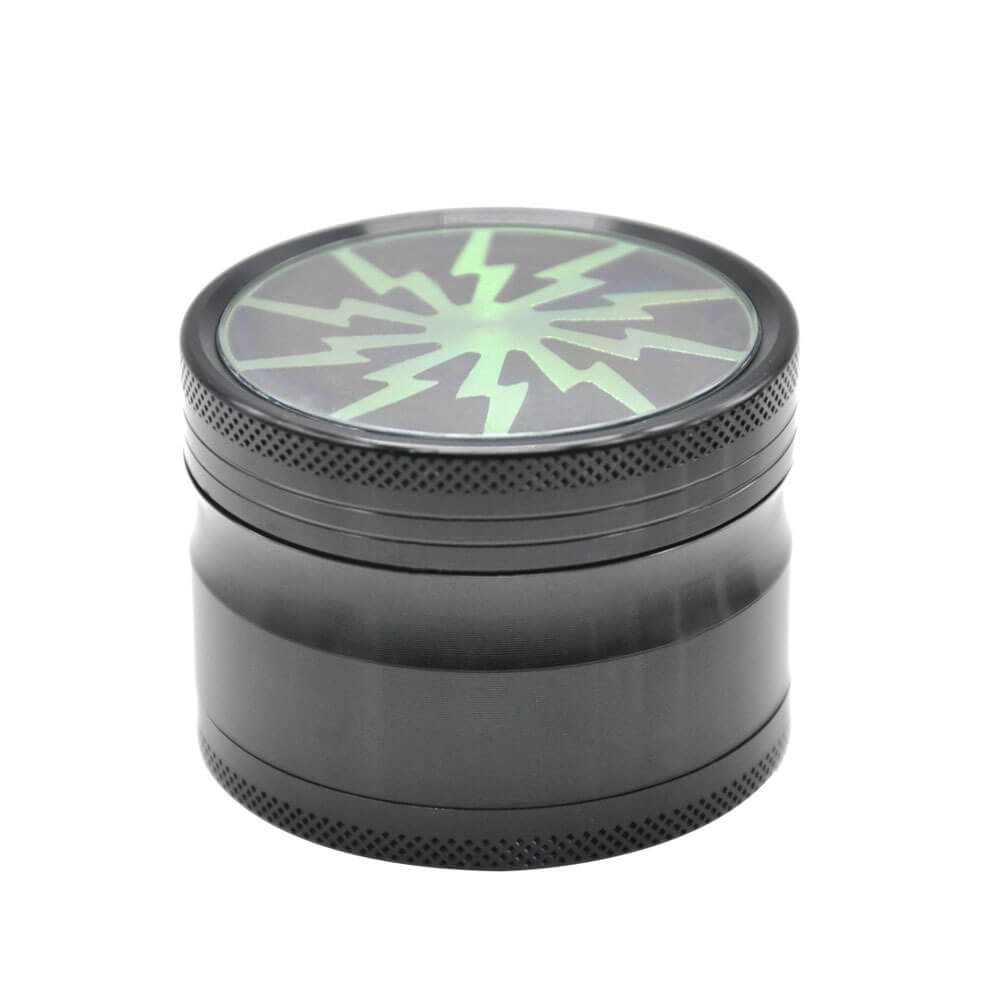 4-delige grinder met kiefkamer en bliksem design