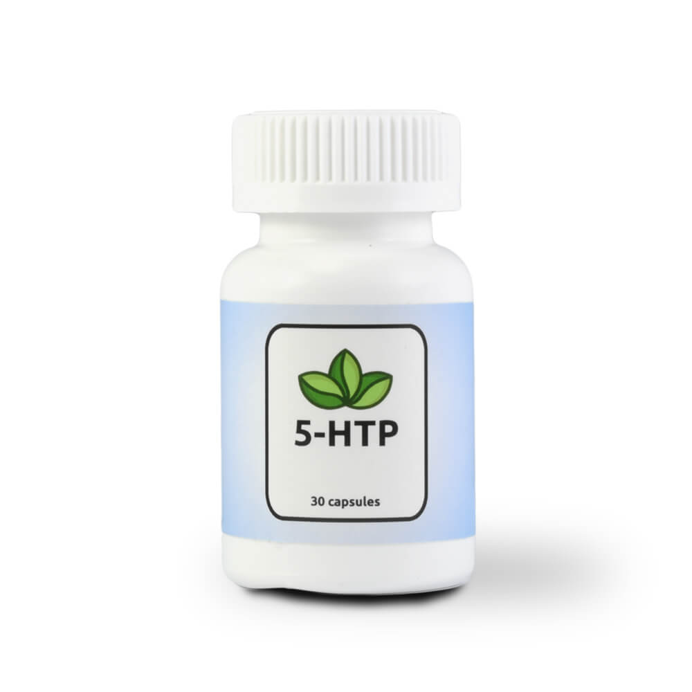 5-HTP supplement in wit potje – verpakking met 30 capsules
