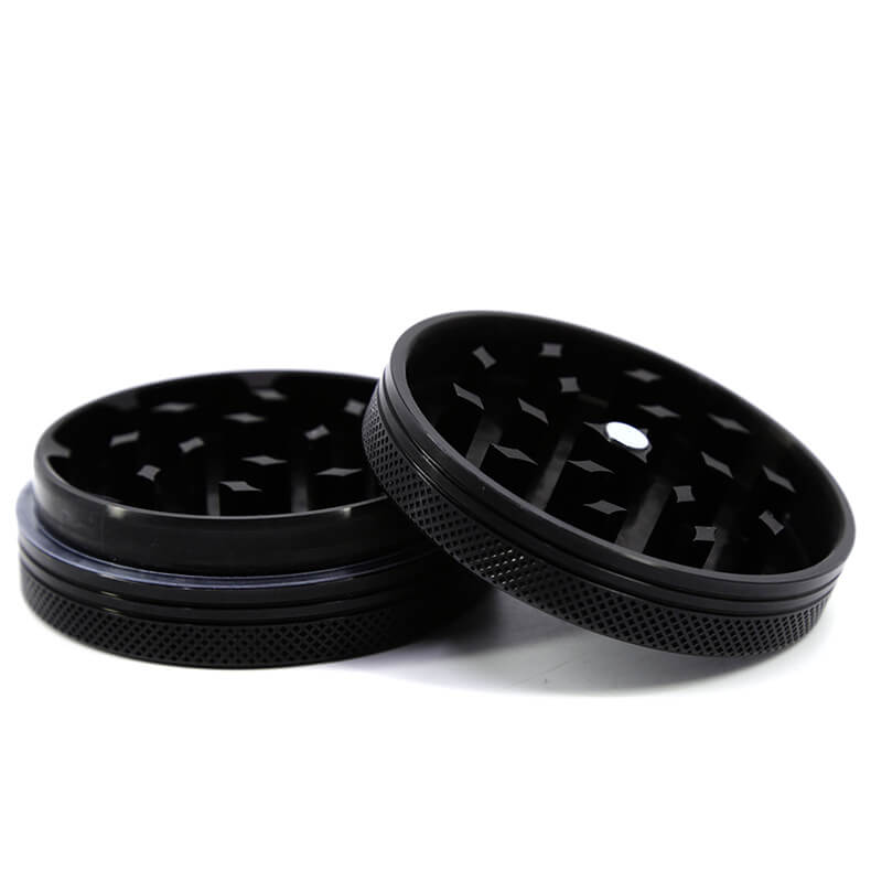 Aluminium grinder Ø55 mm – zwart, 2-delig met magneetsluiting