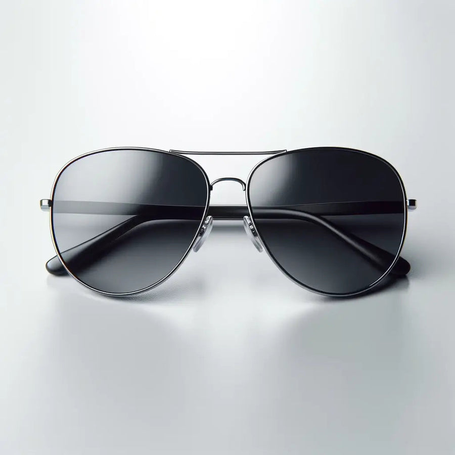 Zwarte Aviator zonnebril met een klassiek metalen frame en donkere glazen, perfect voor een stijlvolle en tijdloze look.