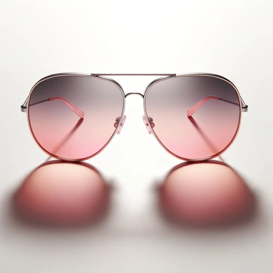 Roze Aviator zonnebril met een stijlvol metalen frame en roze getinte glazen, perfect voor bescherming en een modieuze look tijdens festivals, stranddagen, terrasbezoek, en stadswandelingen.