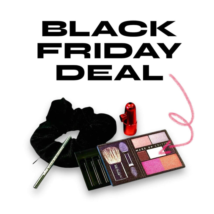 Black Friday Deal: Stijlvolle Stash Set met een scrunchie-opbergplek, een discrete make-up opbergdoos en een mini doseer bullet in verschillende kleuren. Perfect voor het veilig en onopvallend meenemen van kleine spulletjes tijdens feestjes en uitjes.