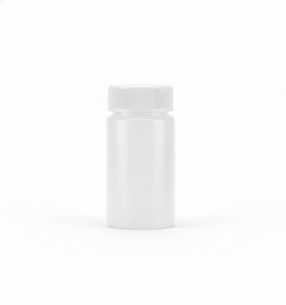 Witte, opake plastic buis met witte schroefdop voor vloeistoffen.