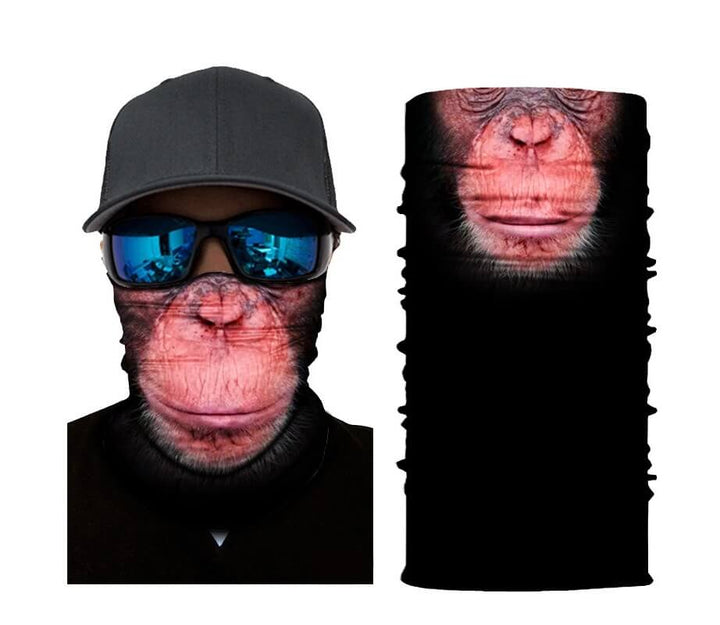 Chimpanzee print tube bandana, een unieke en opvallende keuze voor carnaval