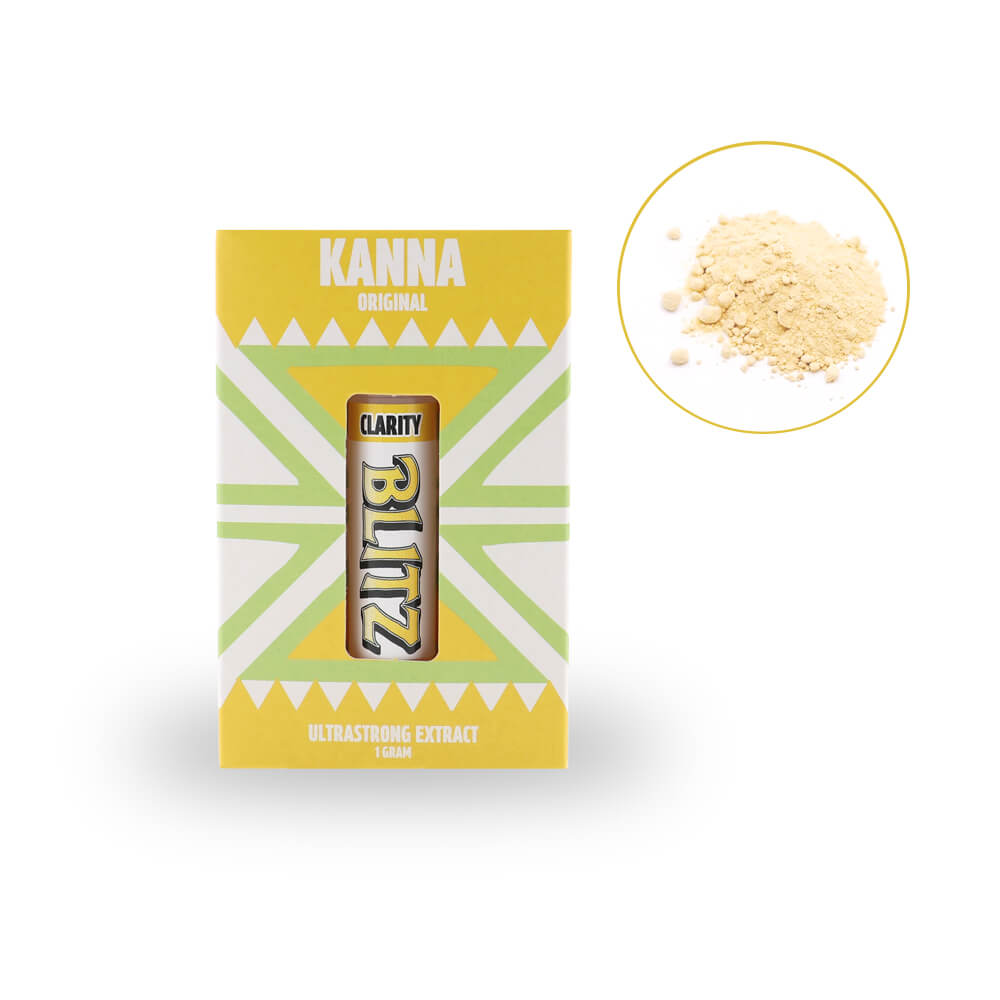 Kanna Blitz Clarity verpakking met cirkel – natuurlijke focus booster voor festivals en studie