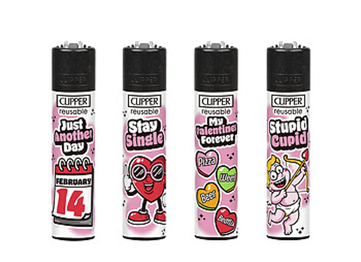 Clipper aanstekers Anti-Valentines – navulbaar met grappige prints