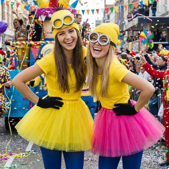 Minion set Dames M, XL, roze en geel