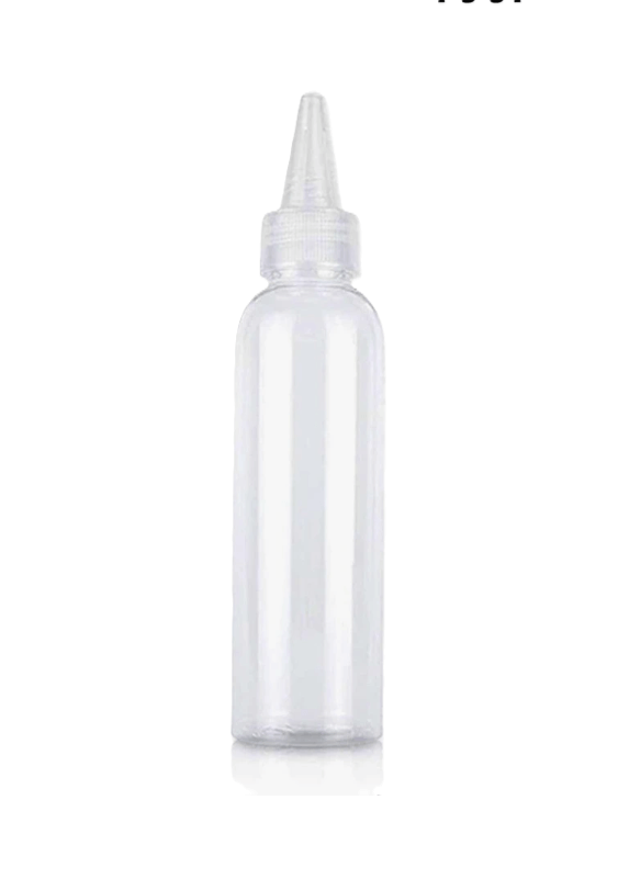 Transparant plastic spuitflesje van 30 ml met schroefdop, ideaal voor het doseren van vloeistoffen, afmeting 14,9 x 3,9 cm
