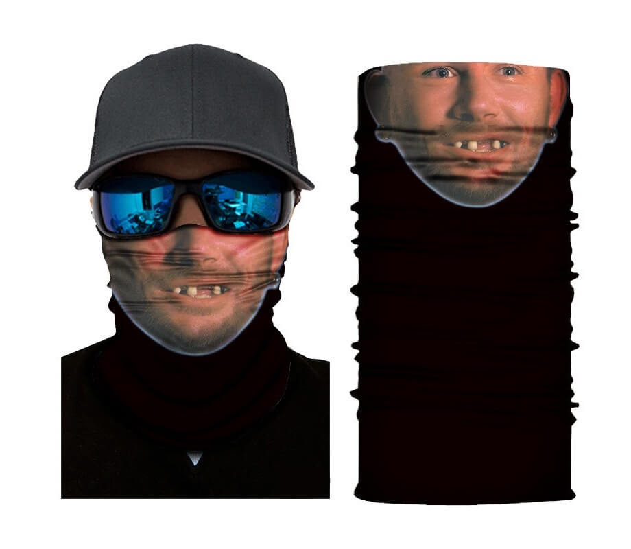 Face scarf met grappige gezichtsprint, ideaal voor verkleden tijdens carnaval.