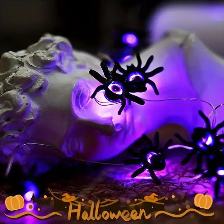 Halloween LED spin lichtsnoer met paarse verlichting op beeld