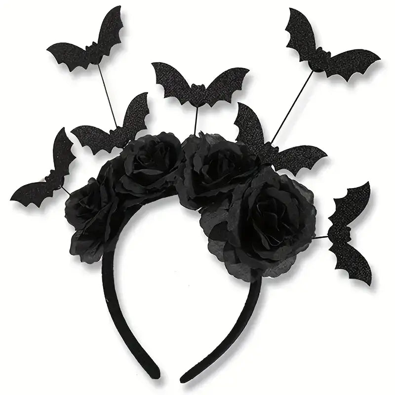 Halloween diadeem met bloemen en vleermuisjes – spooky haarband