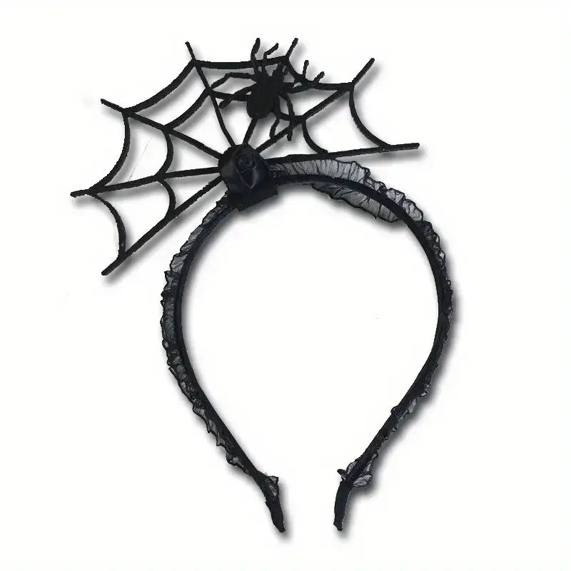 Halloween haarband met spinnenweb en spin – creepy accessoire