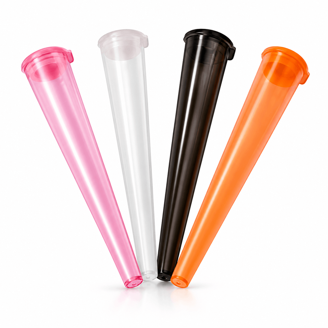 Kunststof joint tube Jonko houder safe van 115 mm met dop, luchtdicht afsluitbaar, in roze, oranje, grijs of transparant