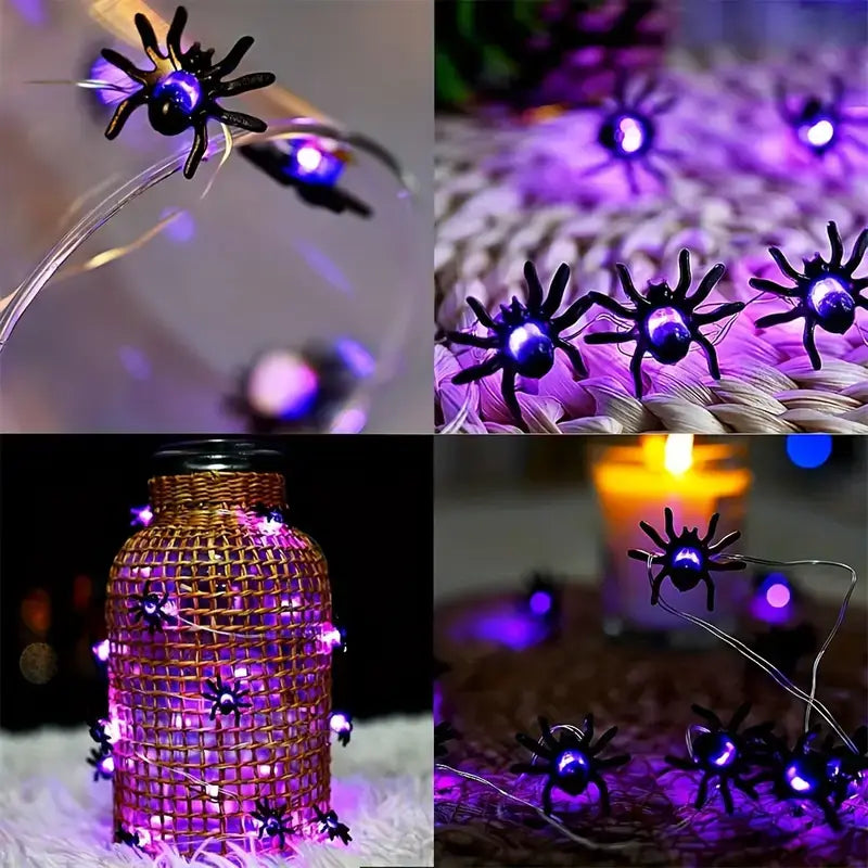 Close-up decoratie spinnen LED lichtsnoer Halloween