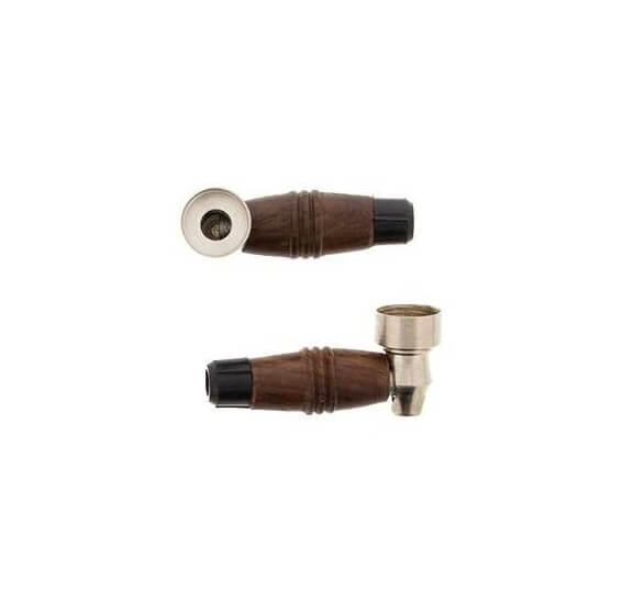 "Compacte metalen pijp met houten details, 6,5 cm lang, met stevig demontabel ontwerp voor eenvoudige reiniging en stijlvol gebruik."