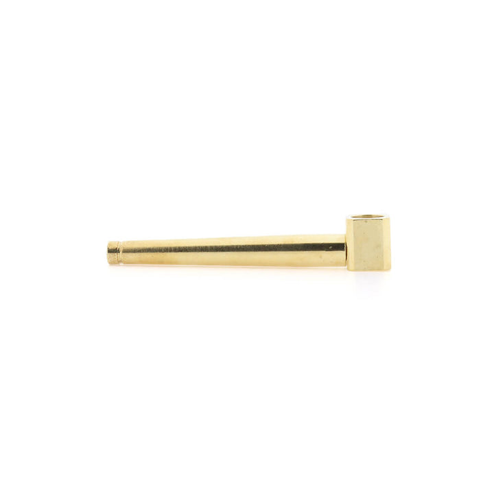Gouden metalen wietpijpje 10 cm van messing met Diamond Cut afwerking, te koop bij Wapshop.nl