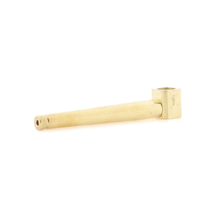 Zijkant gouden metalen wietpijpje 10 cm, tweedelig rookpijpje inclusief stalen gaasje, Wapshop.nl