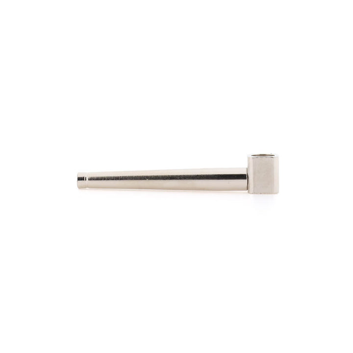 Zilveren metalen wietpijpje 10 cm van messing met Diamond Cut afwerking, te koop bij Wapshop.nl