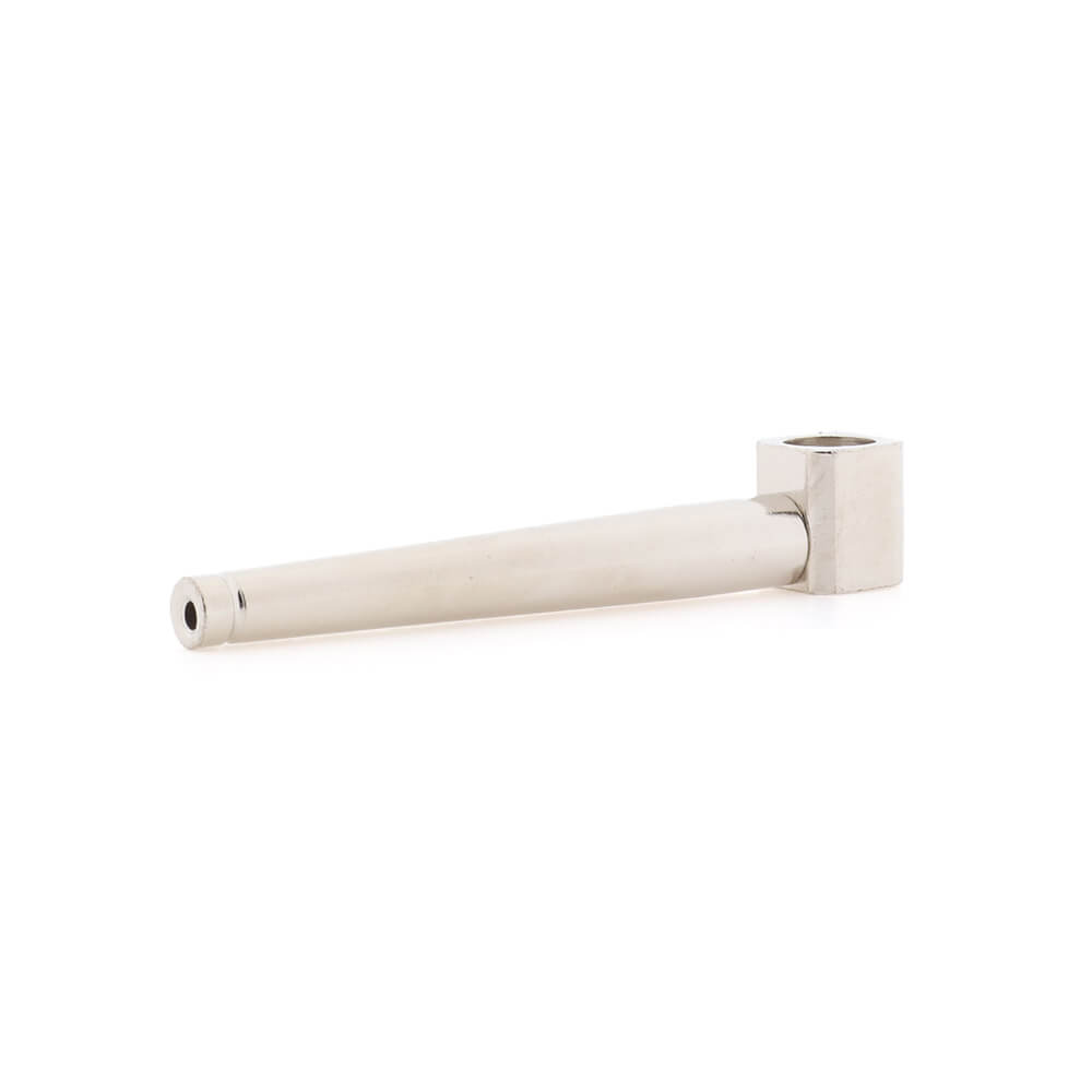 Zijkant zilveren metalen wietpijpje 10 cm, tweedelig rookpijpje inclusief stalen gaasje, Wapshop.nl