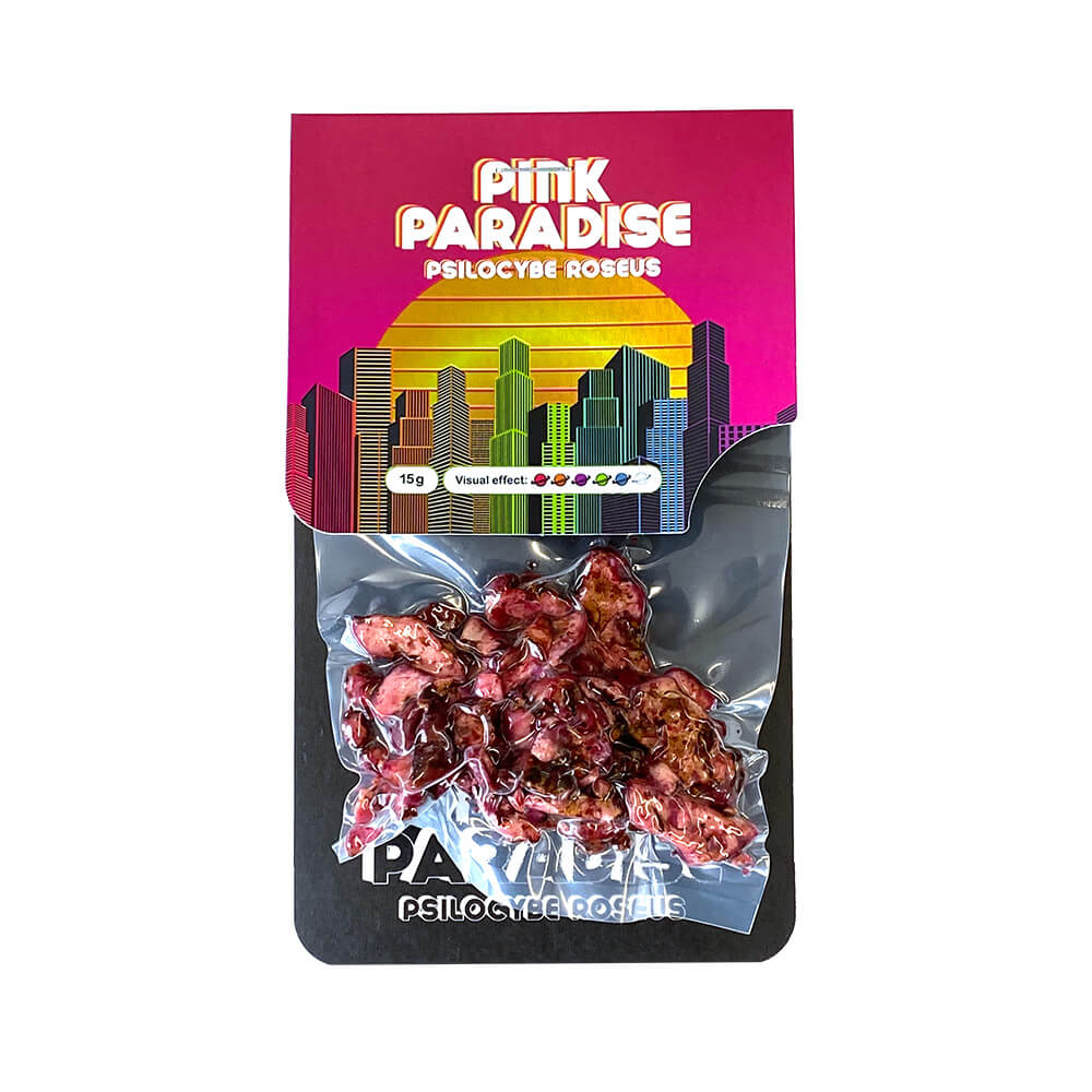 Pink Paradise Psilocybe Roseus 15g truffels in originele verpakking