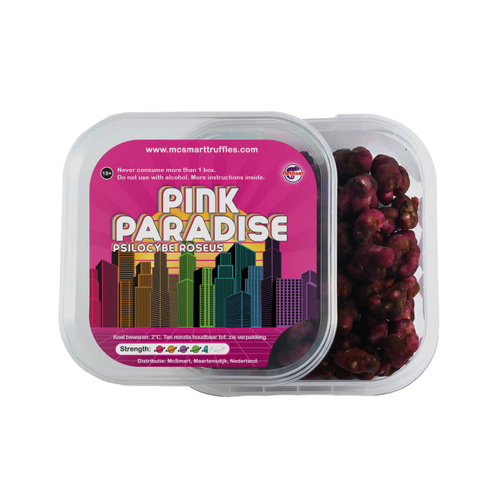 Open doosje met Pink Paradise Magic Truffels, klaar voor gebruik.