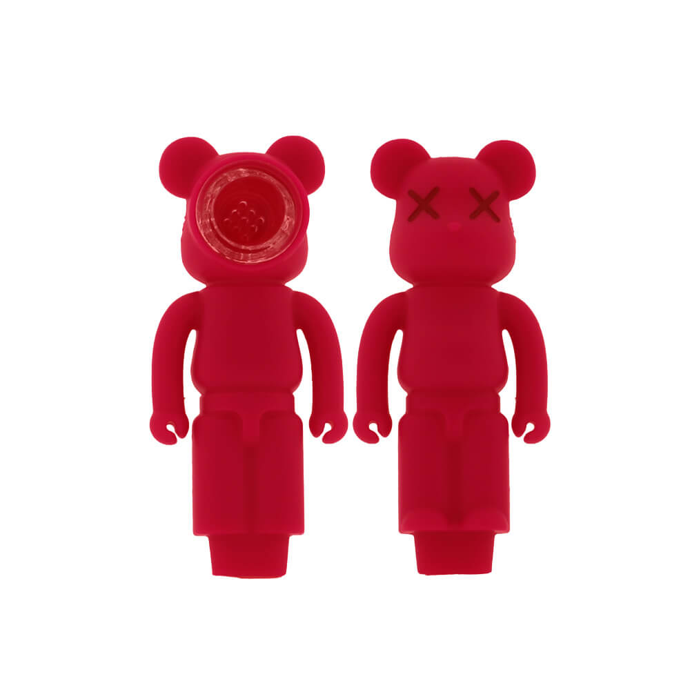 McSmoke Red Robot Silicon Pipe 11cm - Rood siliconen pijpje met glazen bowl