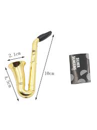 Saxofoon Wietpijp Goud - Metalen Wietpijpje met Gratis Screens