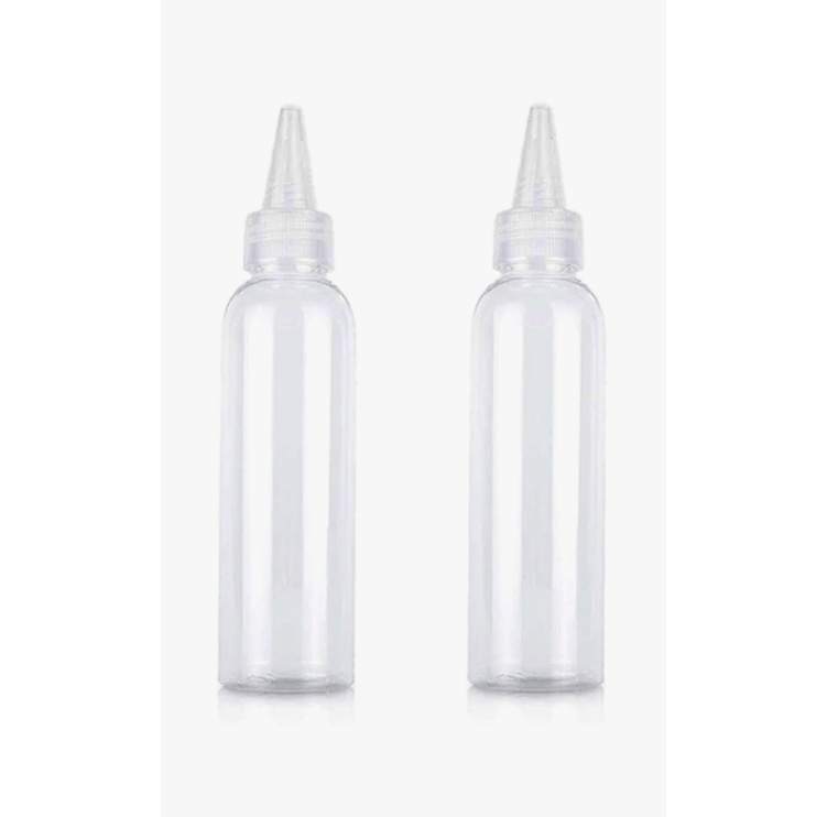 Transparant plastic spuitflesje van 30 ml met schroefdop, ideaal voor het doseren van vloeistoffen, afmeting 14,9 x 3,9 cm