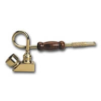 Metalen wietpijpje met houten accent en extra bocht voor koeling – staand model van 14,5 cm