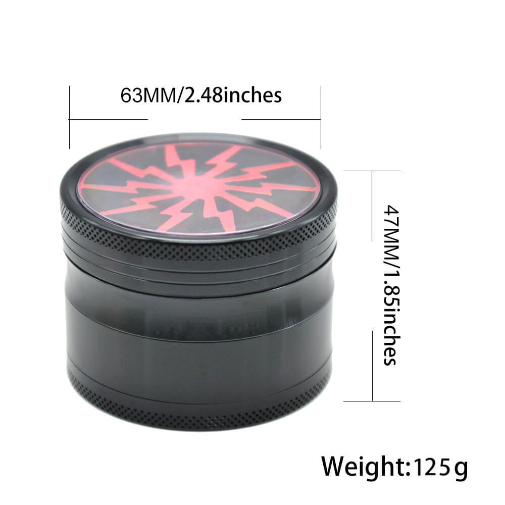 Thunderflat aluminium grinder met glazen bliksemdeksel