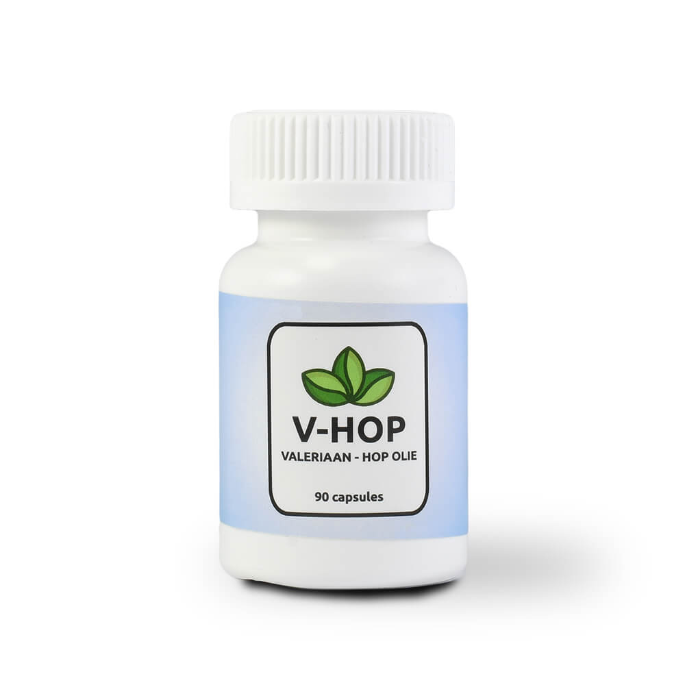 Valeriaan en hop olie capsules in wit potje – 90 capsules