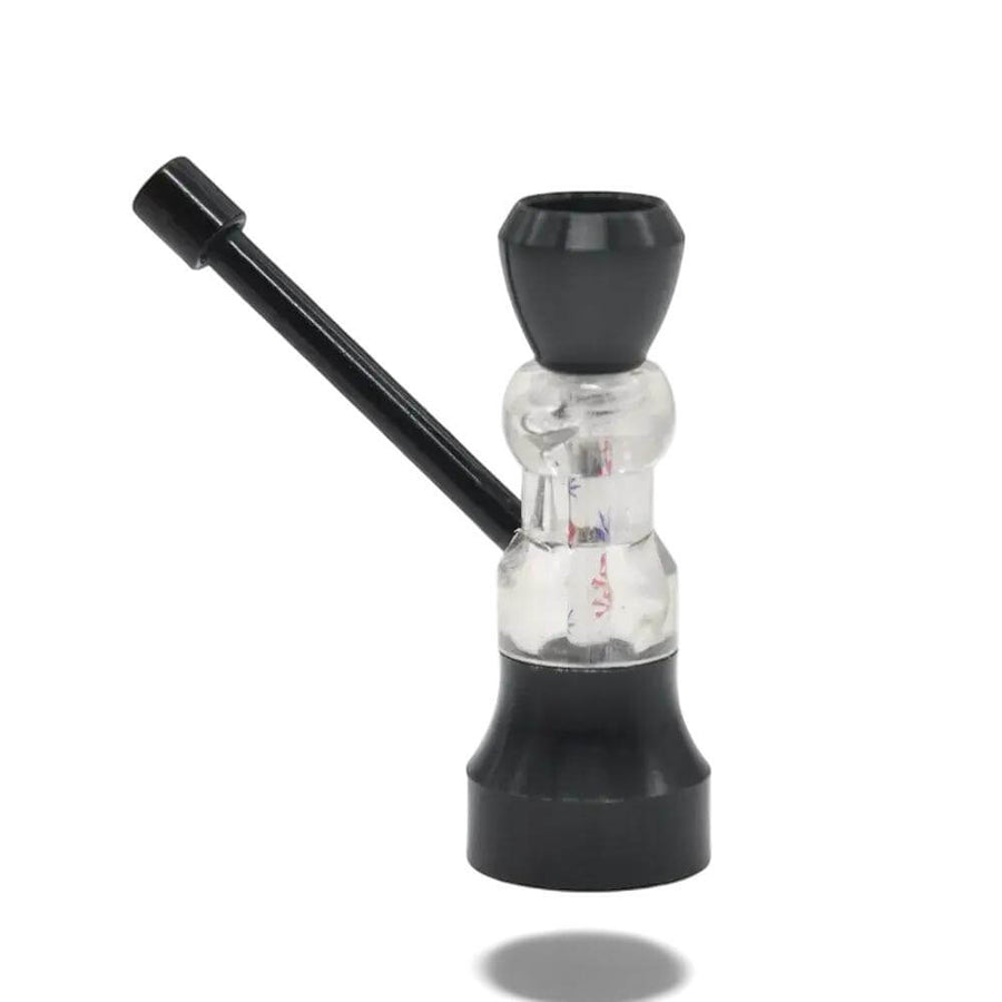 mini waterpijpje van aluminium, geschikt voor zowel kruiden als tabak.