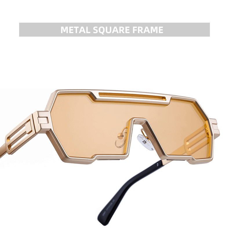 Gold Gray zonnebril met een strak metalen frame en getinte glazen, ideaal voor festivals en zonnige dagen.