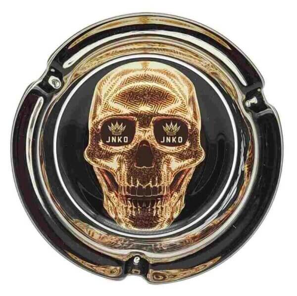 Glazen asbak 10 cm Golden Skull design 1 luxury art