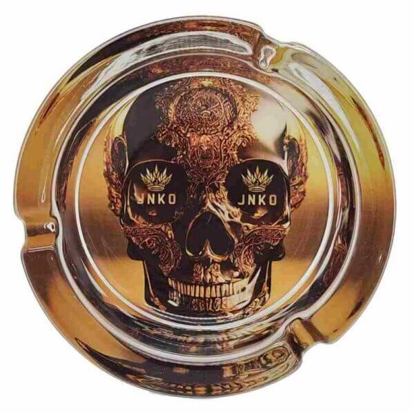 Glazen asbak 10 cm Golden Skull design 2 luxury art