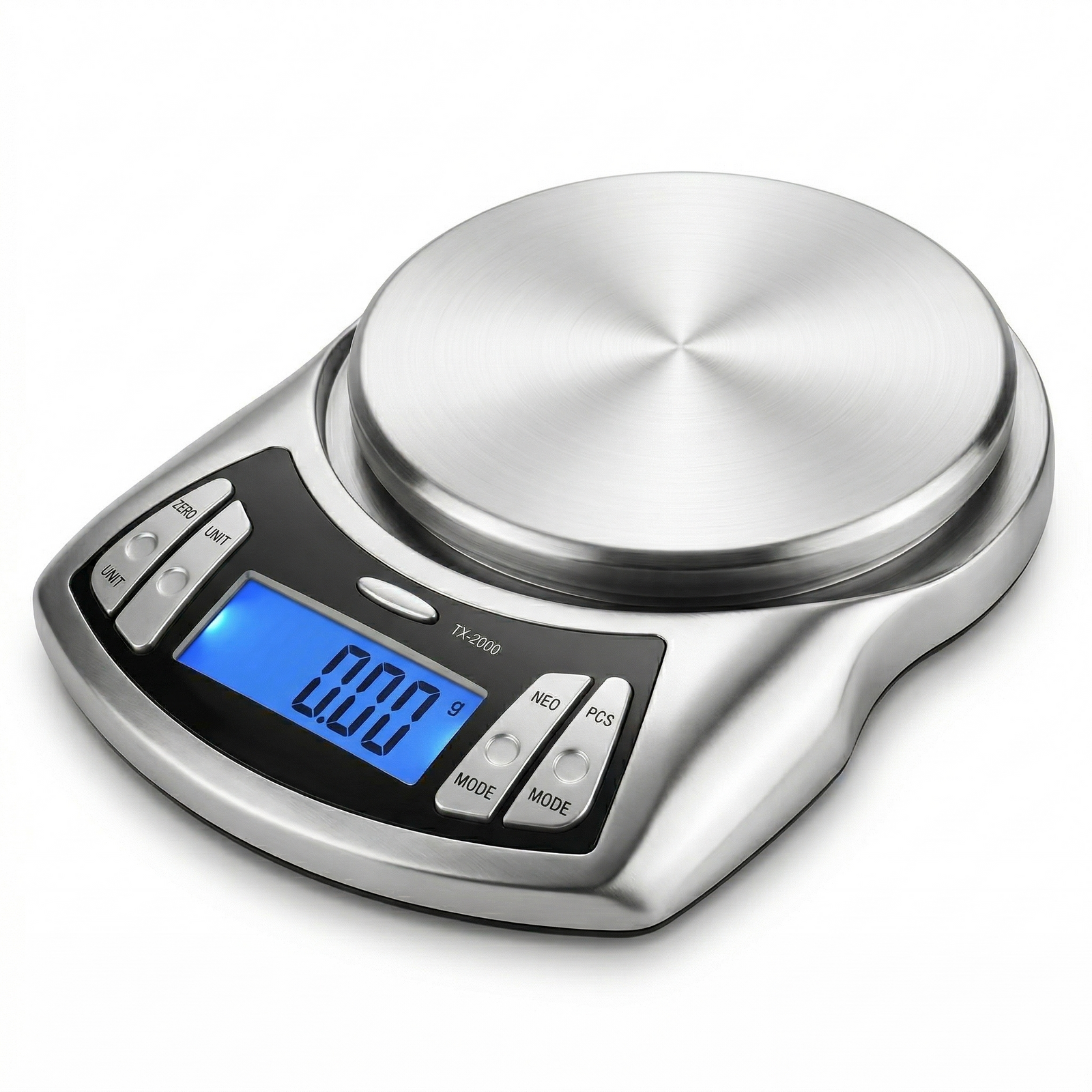 Fuzion TX-2000 digitale keukenweegschaal 2000g zilver RVS