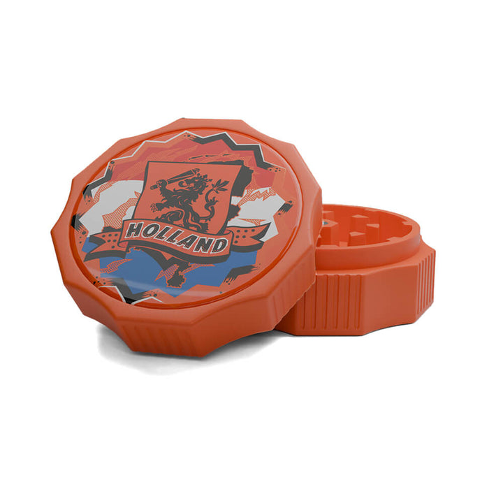 Oranje Holland City Grinder 55mm - plastic grinder met Holland doming sticker van Wapshop