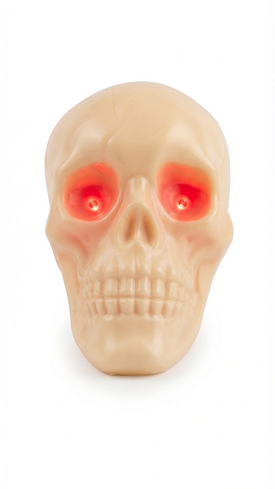 Halloween schedel met fel rood oplichtende LED-ogen