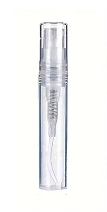 Transparant glazen mini spray bottle van 5ml met een plastic dop, perfect voor parfum of andere vloeistoffen, ideaal voor onderweg en herbruikbaar. Afmetingen: 7 x 1.4 cm.