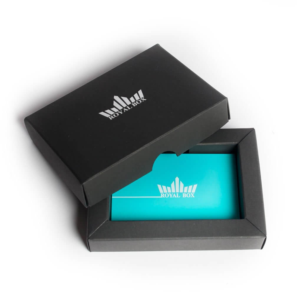 Royal Box – Plastic Blue in luxe zwarte doosverpakking met zichtbare blauwe box
