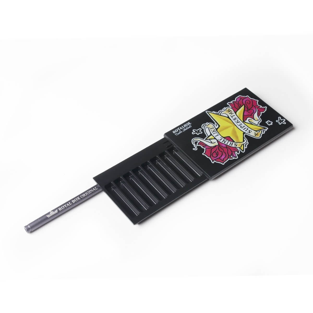 Royal Box – Star Edition open met 8 compartimenten en opvallende ster en rozenprint

