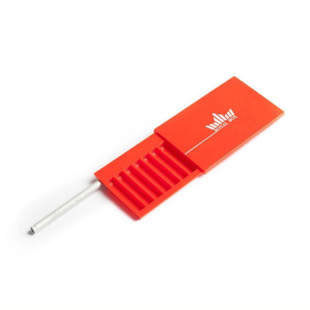 Royal Box – Plastic Vivid Red open met 8 compartimenten en aluminium buisje