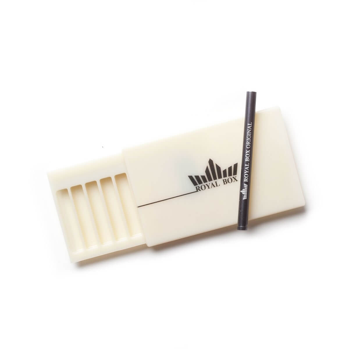 Royal Box – Plastic Retro White open met 8 compartimenten en buisje aan de zijkant