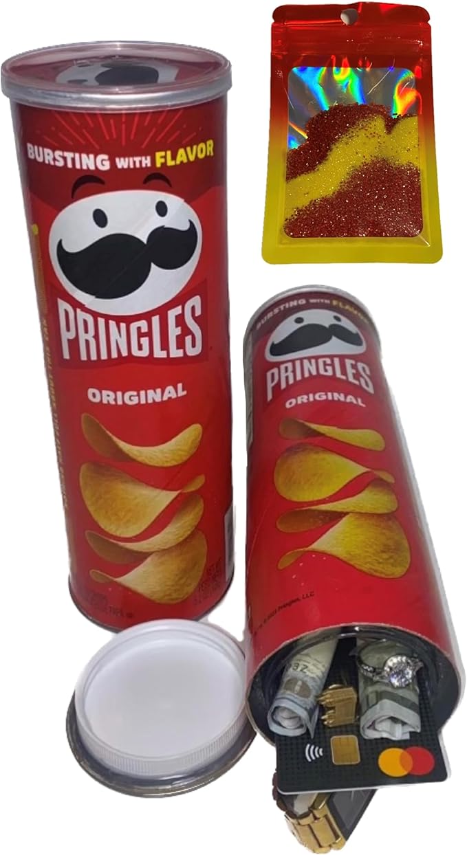 Verborgen safe in chipsbus – discreet waardevolle spullen opbergen, rood model