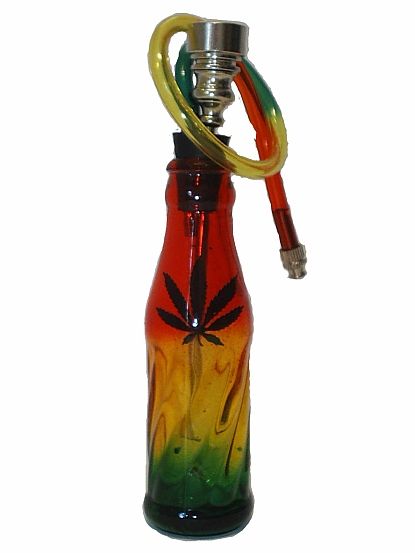 Waterpipe Bottle Rasta Leaf 16cm