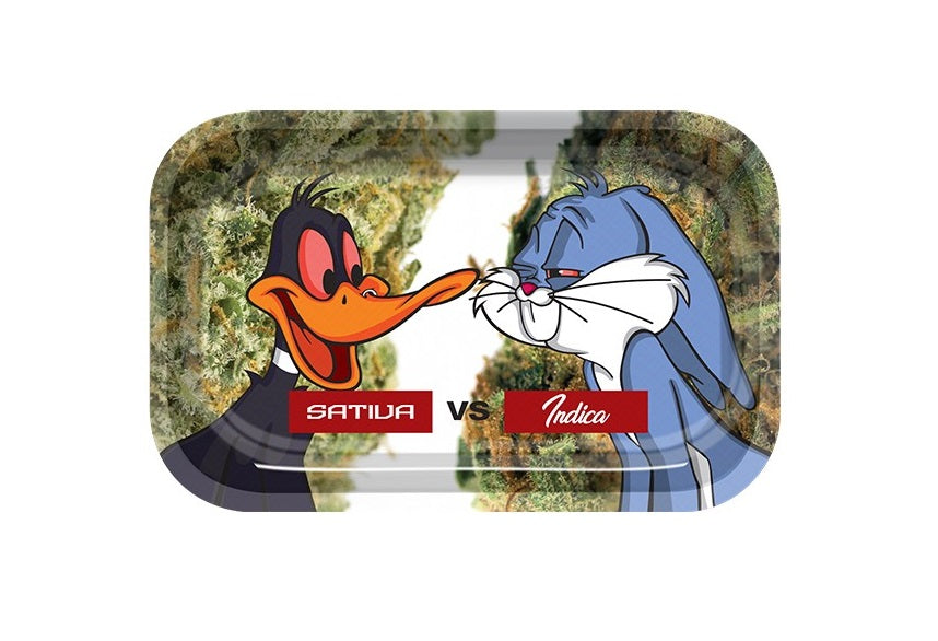 Sativa vs Indian Metal Rolling Tray-Wapshop